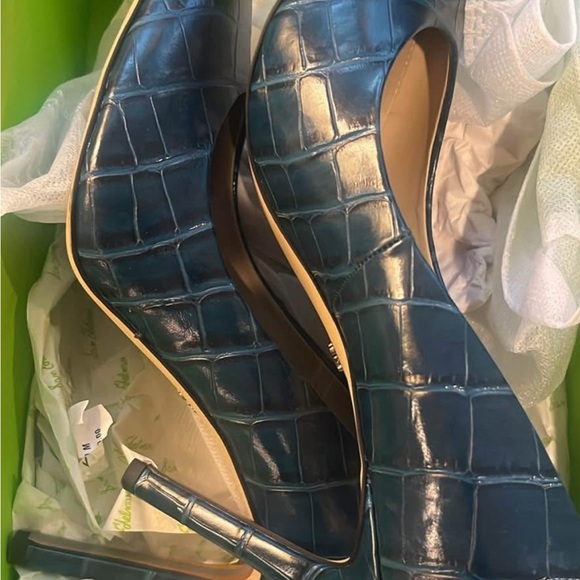 Sam Edelman Blue Crocodile-Embossed Heels - Picture 1 of 4